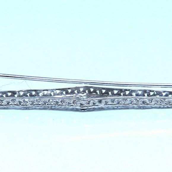 Antique Art Deco 14K White and Yellow Gold Diamond Filigree  .15ct Natural Diamonds Filigree Stick Pin 14kt